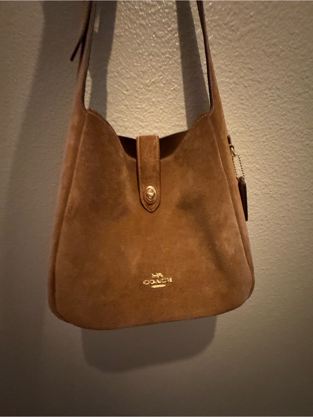 Coach Hadley Suede Shoulder Bag in Brown  with Gold Hardware